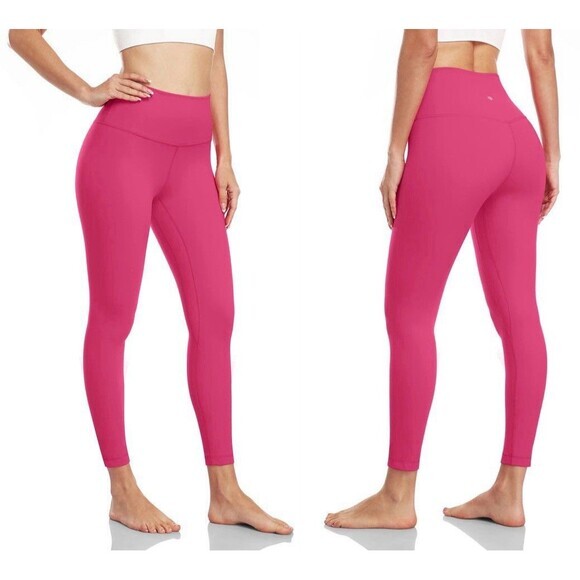 HeyNuts Workout Athletic Leggings L Pink Hi Rise Compression Tummy Control Pants - Picture 1 of 12